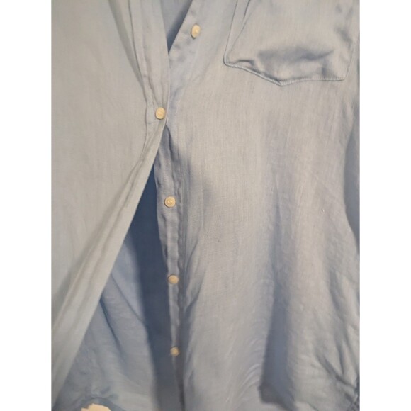 GAP women's 100% linen blue breathable spring summer boyfriend fit shirt M - Picture 8 of 8